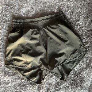 sage green lululemon shorts for sale! size 2 and 4 inch inseam. great condition!
